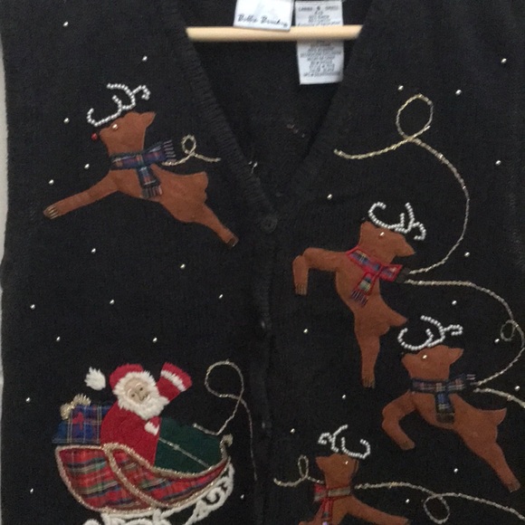 Christmas Vest w Reindeers and Santa - Picture 2 of 3